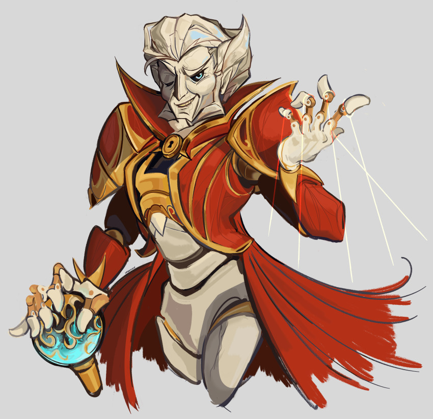 1boy, absurdres, armor, beard, blue_eyes, cape, dota_(series), dota_2