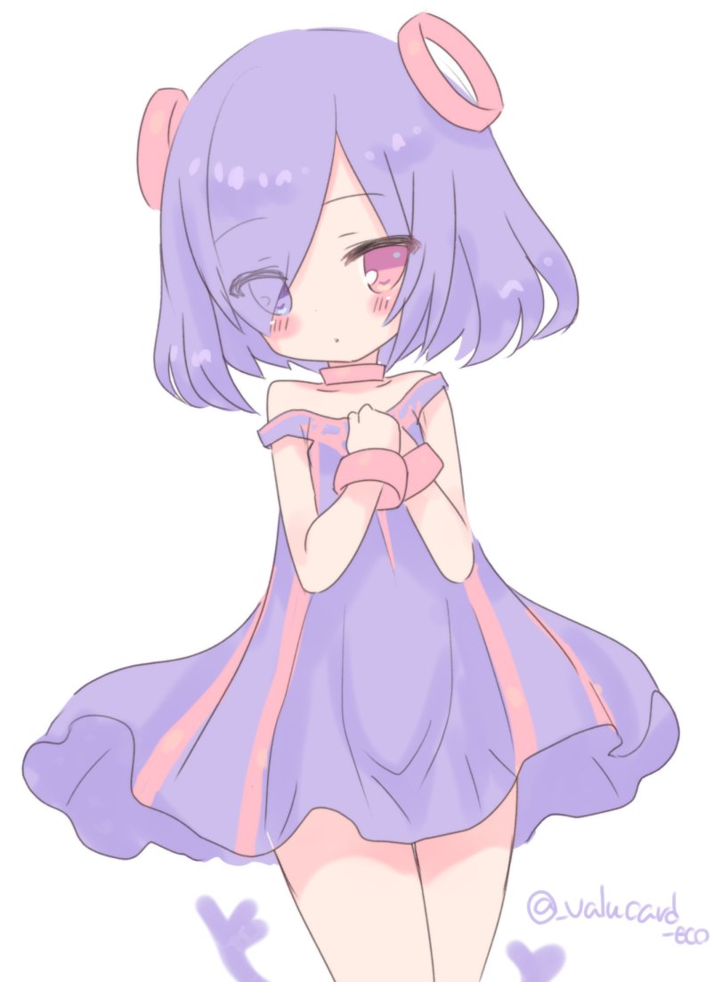 1girl, child, choker, dress, emil_chronicle_online, hair_over_eyes, halo, hands_on_own_chest