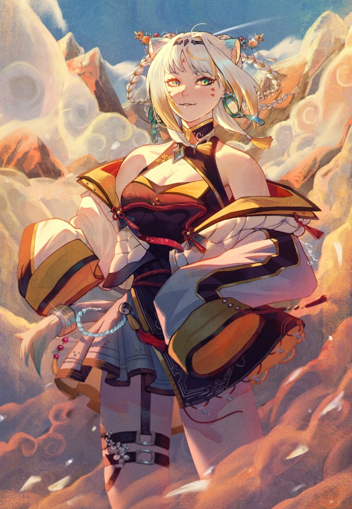 animal_ears, blue_eyes, breasts, chromashift, cleavage, large_breasts, tagme, taiga_toragami