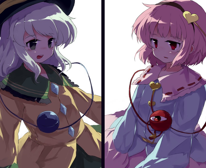 2girls, backlighting, bad_id, bad_pixiv_id, blue_hair, eyeball, female_focus, green_eyes