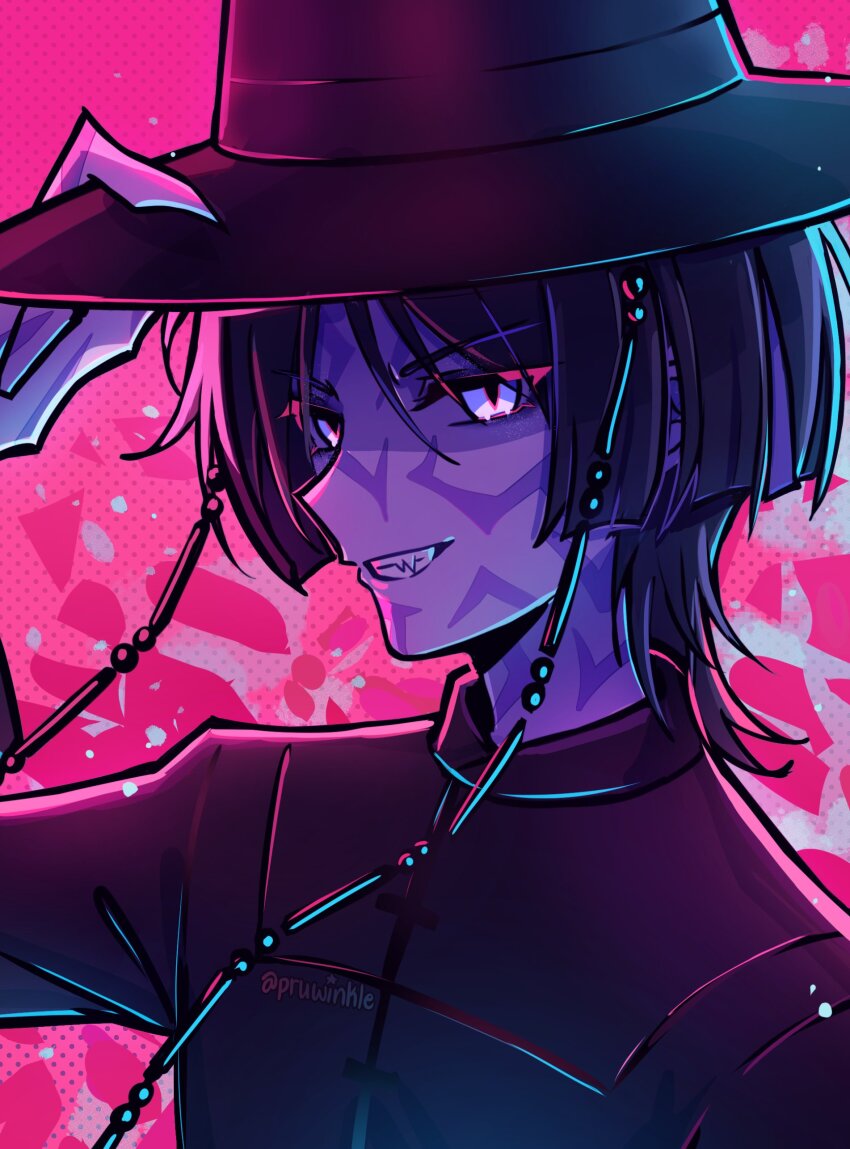 1boy, absurdres, black_collar, black_hair, black_hanbok, blunt_ends, body_markings, collar