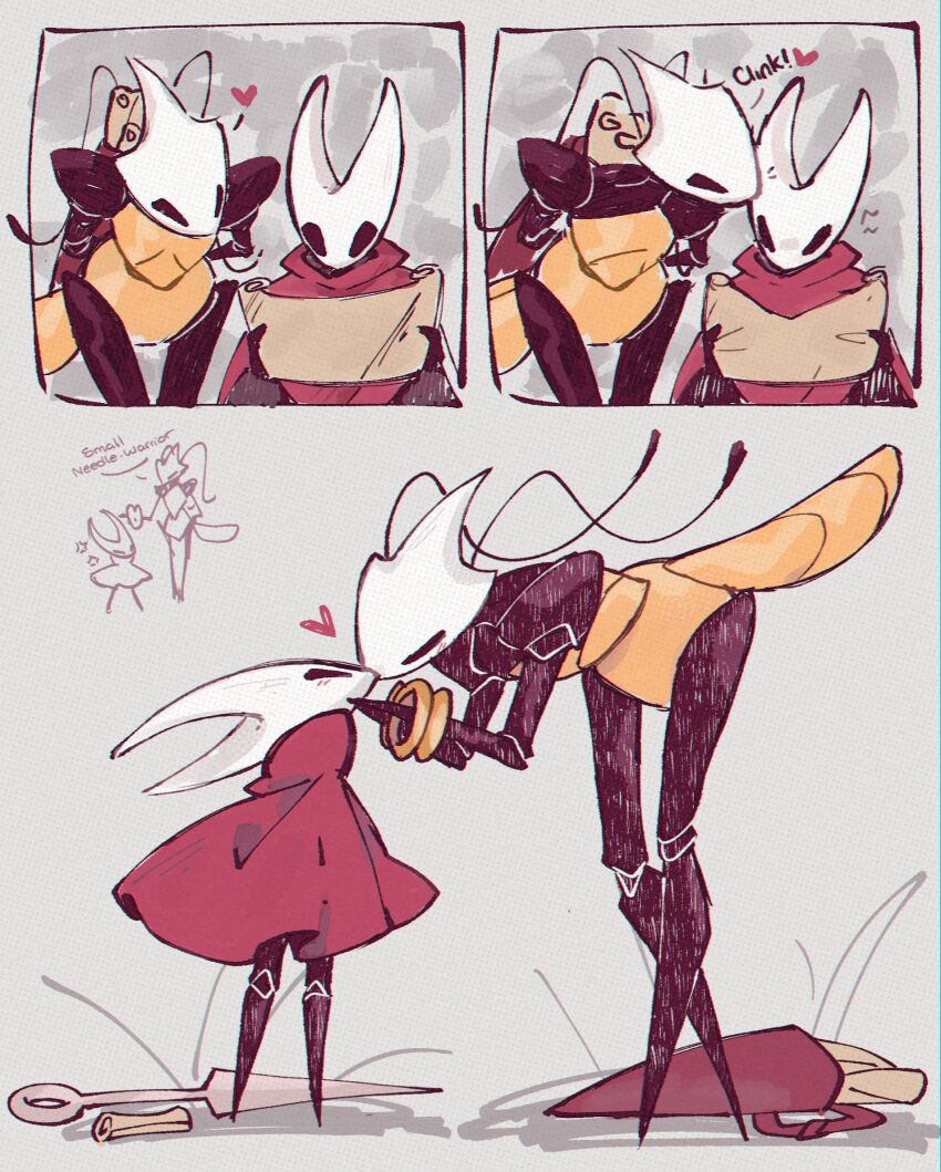 2girls, anger_vein, arthropod_girl, black_skin, cloak, colored_skin, heart, highres