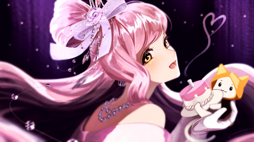 1_hcs, 1girl, :3, animal, bead_necklace, beads, birthday, birthday_cake