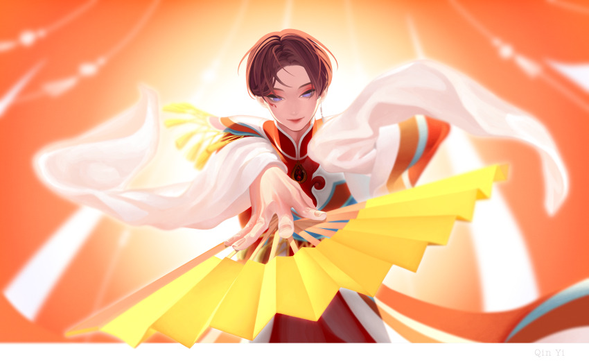 1_hcs, 1boy, absurdres, backlighting, border, character_name, chinese_clothes, closed_mouth