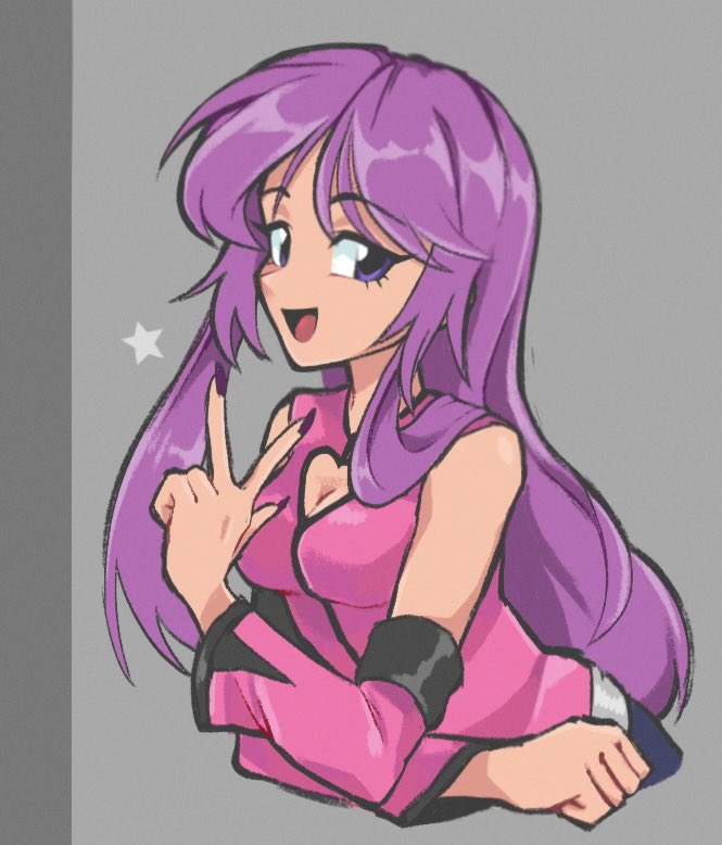 1girl, arm_warmers, breasts, caramella_girls, cleavage, cleavage_cutout, clothing_cutout, grey_background