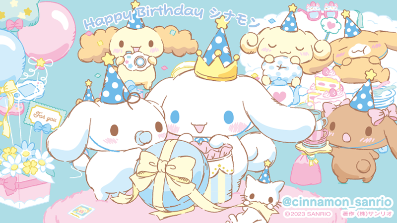 3boys, 3girls, animal, animal_ears, baby_animal, balloon, birthday, blush_stickers