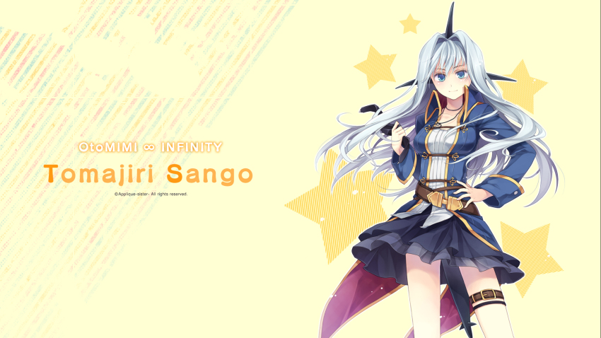 1girl, aobato_kobato, belt, blue_eyes, breasts, character_name, company_name, copyright_name