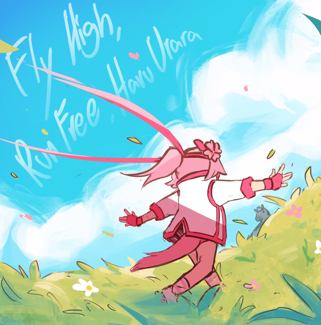 1girl, animal_ears, blue_sky, bow, buruma, cloud, commentary, creature_and_personification