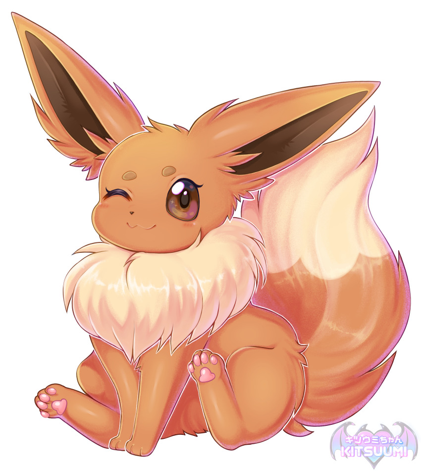 :3, animal_focus, brown_eyes, brown_fur, commentary, eevee, english_commentary, fluffy