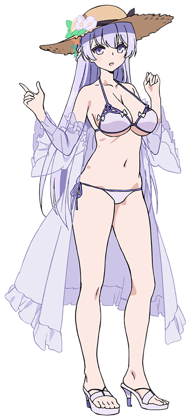 1girl, anime_coloring, azur_lane, bare_shoulders, bikini, black_ribbon, blue_eyes, bow