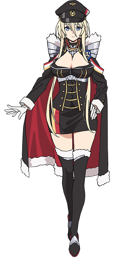 1girl, anime_coloring, azur_lane, bismarck_(azur_lane), black_boots, black_cloak, black_corset, black_hat