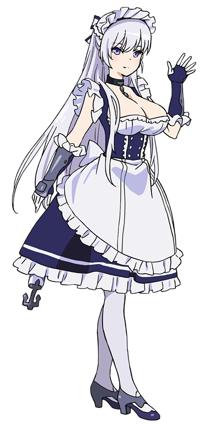 1girl, anime_coloring, apron, azur_lane, belfast_(azur_lane), black_collar, blue_eyes, blue_shoes, blush, braid, breasts, broken, broken_chain, chain, cleavage, collar, collarbone, dress, frilled_dress, frilled_gloves, frills, full_body, gloves, hand_up, high_heels, large_breasts, long_hair, looking_at_viewer, maid, maid_apron, maid_headdress, official_art, ogiwara_rokou, open_hand, pantyhose, purple_eyes, shoes, simple_background, smile, solo, spread_fingers, standing, tachi-e, transparent_background, white_gloves, white_hair, white_pantyhose