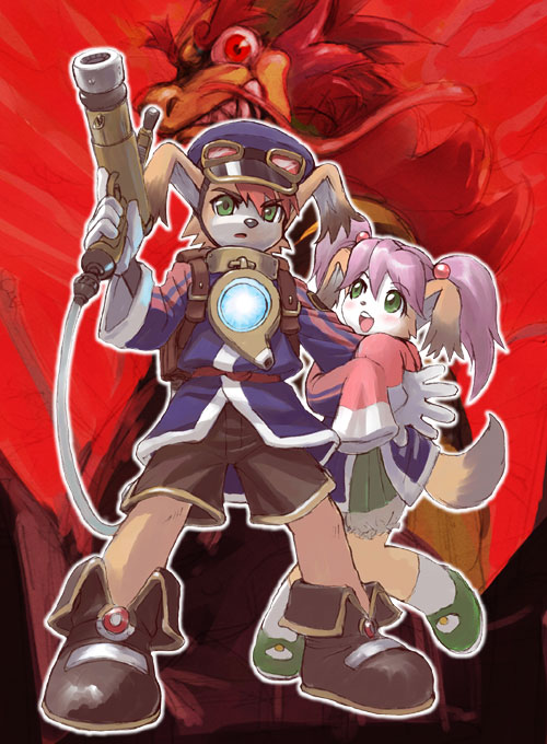 1girl, 2boys, animal_ears, animal_nose, backpack, bad_id, bad_link, bag