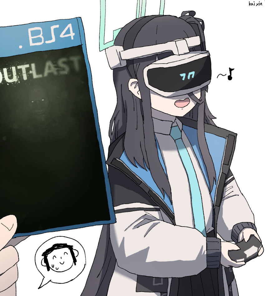 1boy, 1girl, absurdres, aqua_necktie, aris_(blue_archive), artist_name, black_hair, blue_archive