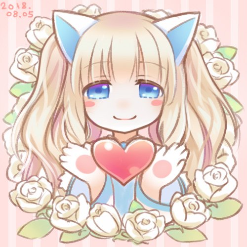 1girl, animal_ears, animal_hands, blonde_hair, blue_eyes, blush_stickers, cat_ears, cat_girl