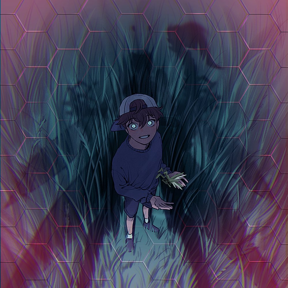 1boy, :d, backwards_hat, blue_shirt, blue_shorts, brown_hair, bug, creature