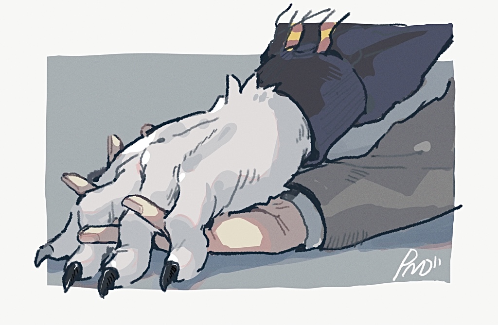 2boys, black_jacket, claws, dkdmis, fingernails, furry, furry_male, furry_with_non-furry