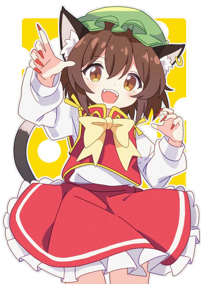 1girl, :d, absurdres, animal_ear_fluff, animal_ear_piercing, animal_ears, arm_up, black201_wav