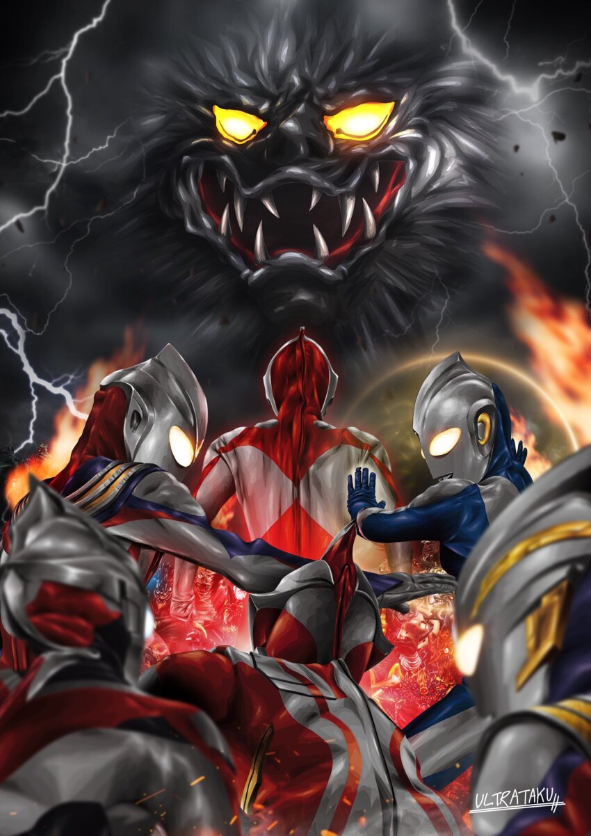 alien, armor, blue_skin, color_timer, colored_skin, giant, glowing, glowing_eyes