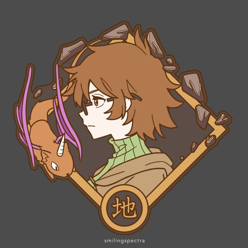 aussa_(yu-gi-oh!), aussa_the_earth_charmer_immovable, brown_eyes, brown_hair, duel, duel_monster, from_side, glass