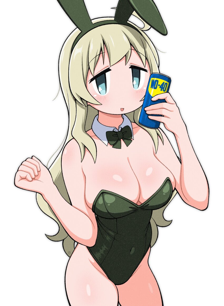 1girl, absurdres, ahoge, alternate_costume, animal_ears, blonde_hair, blue_eyes, bow