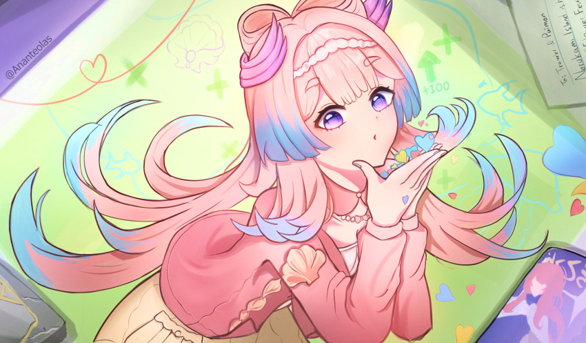 1girl, absurdres, ai_kotoba_iii_(vocaloid), ananteolas, flower, genshin_impact, hair_between_eyes, hair_ornament