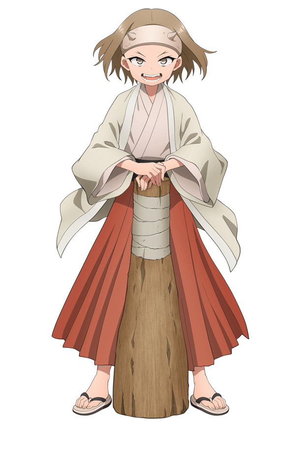 1girl, anime_coloring, black_sash, breasts, brown_eyes, brown_hair, brown_hakama, club_(weapon)