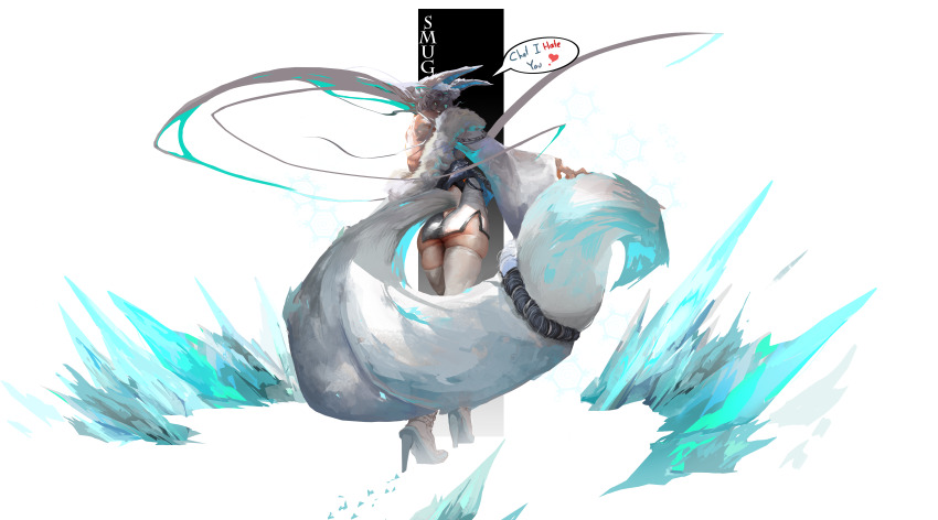 absurdres, animal_ears, ass, bare_back, blue_eyes, blue_hair, china_dress, chinese_clothes