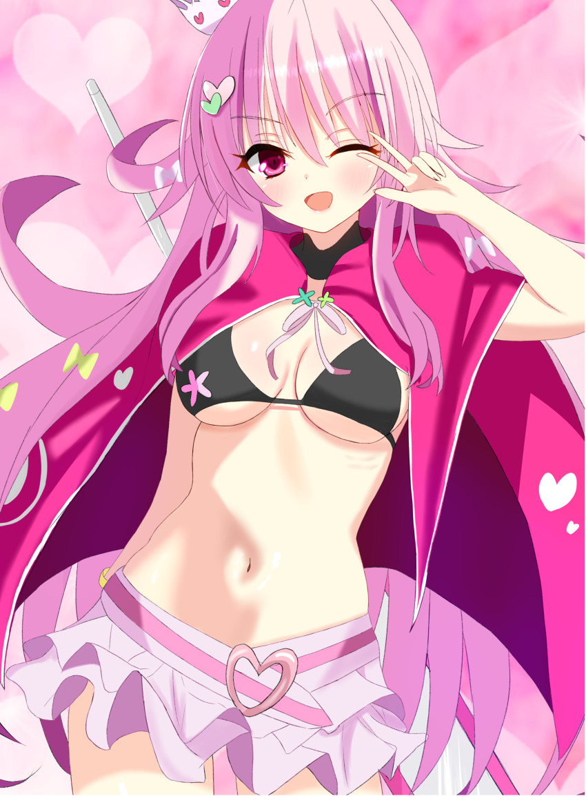 1girl, 2025, ;d, absurdres, bikini, black_bikini, blush, breasts