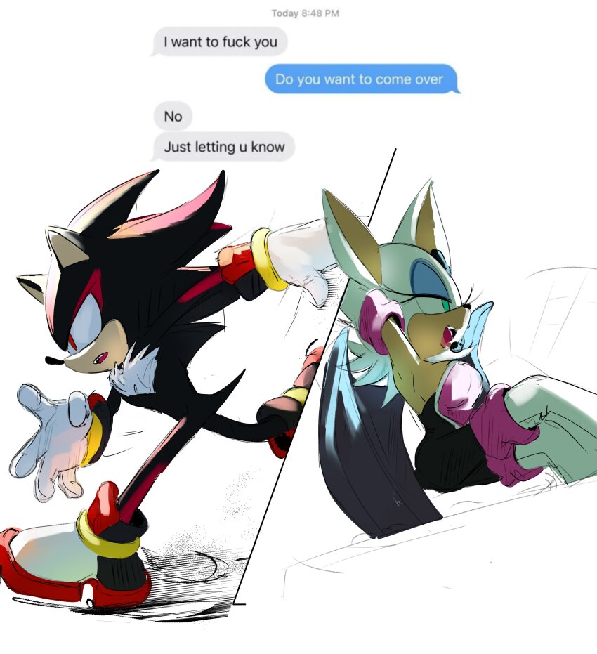 1boy, 1girl, absurdres, animal_ears, arm_behind_head, bat_ears, bat_wings, blue_eyeshadow