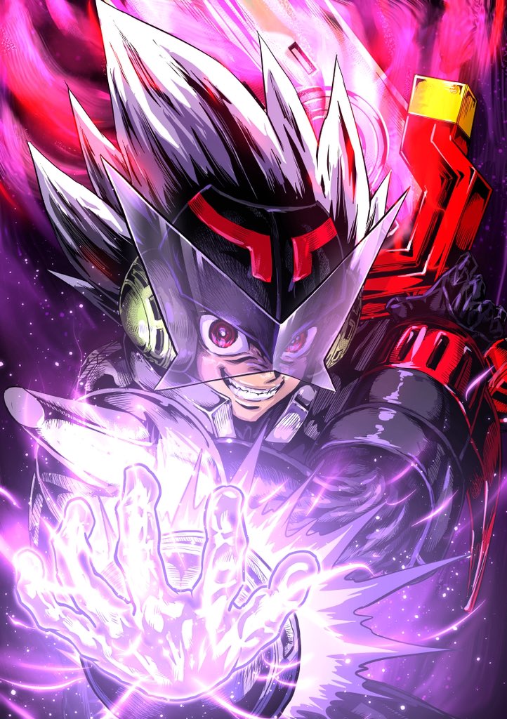 1boy, aura, black_bodysuit, bodysuit, clenched_teeth, dark_aura, em_wave_change_(mega_man), forehead_protector