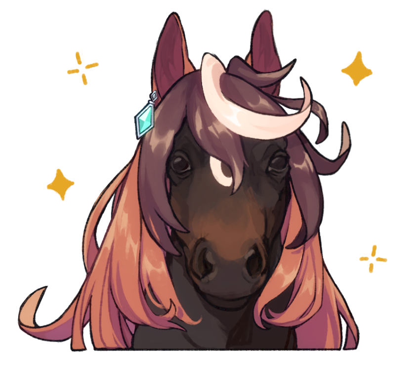 animal, animal_focus, animalization, brown_hair, earrings, horse, jewelry, lili_(lilistration)