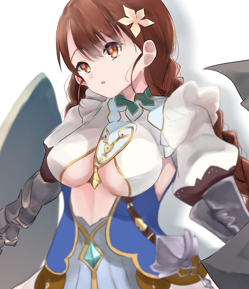 1girl, absurdres, bad_id, bad_twitter_id, braid, breasts, brown_hair, dorothy_(grimms_notes)