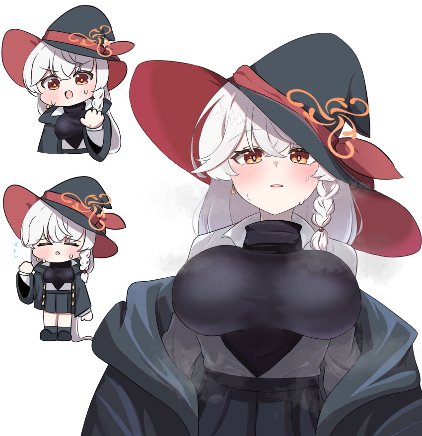 1girl, absurdres, blue_archive, breasts, eri_(blue_archive), grey_hair, halo, hat