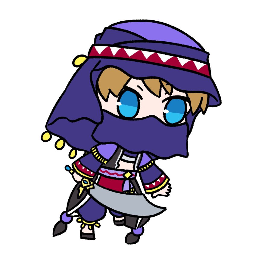 1girl, chibi, chibi_only, desert_assassin_(grimms_notes), full_body, grimms_notes, highres, kiyu_wosushi