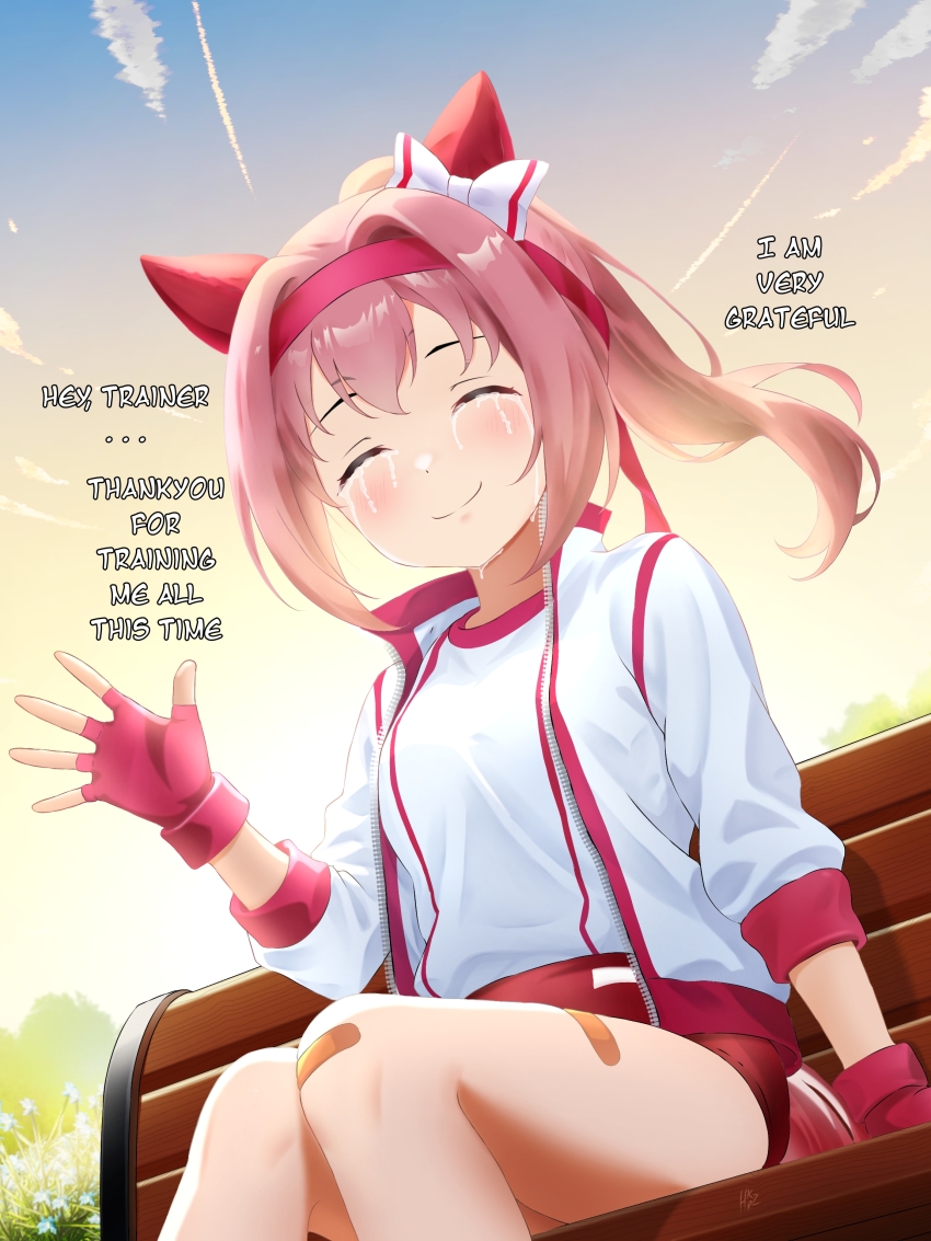 1girl, absurdres, animal_ears, bandaid, bandaid_on_leg, blush, bow, buruma