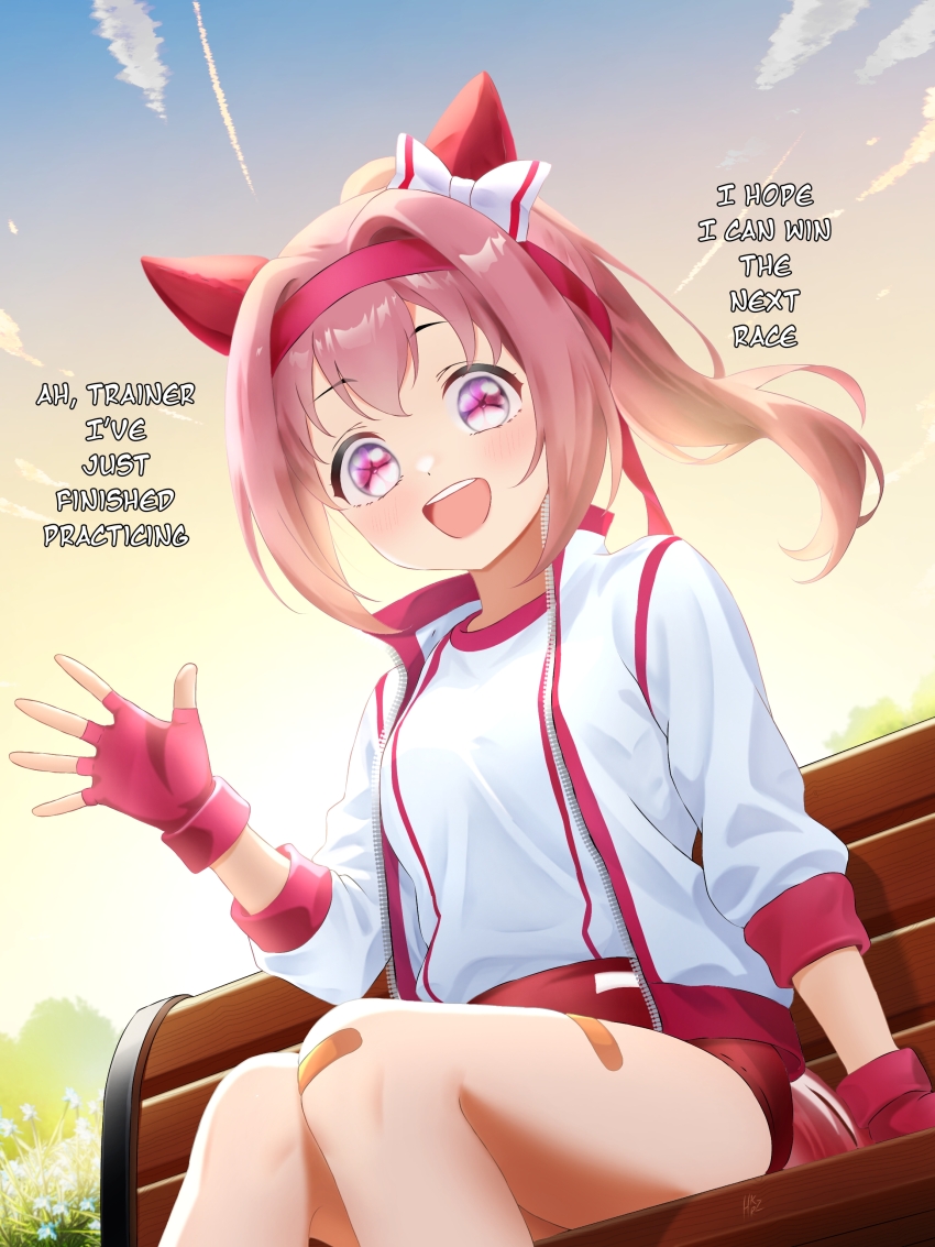 1girl, absurdres, animal_ears, bandaid, bandaid_on_leg, blush, bow, brown_hair