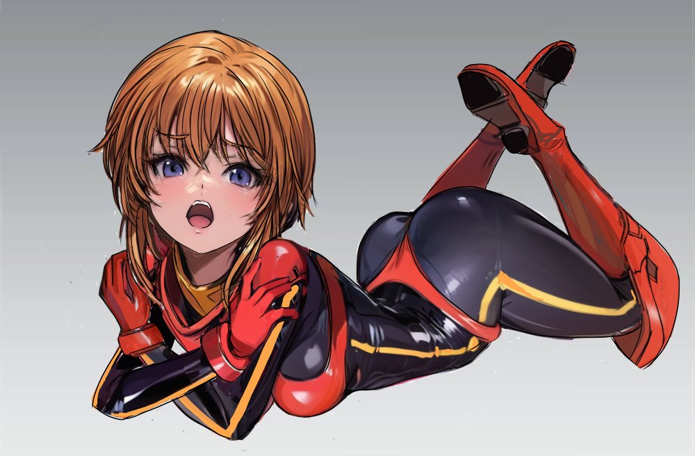 1girl, ass, black_bodysuit, blush, bodysuit, breasts, gloves, gundam