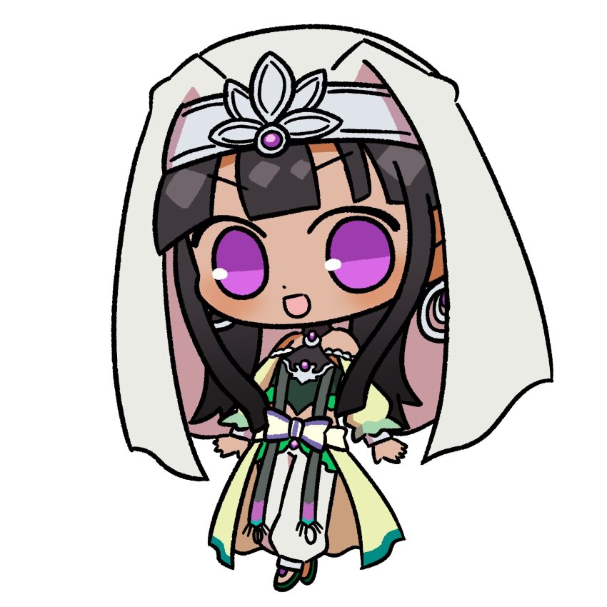 1girl, arabian_clothes, brown_hair, chibi, chibi_only, dunyazad_(grimms_notes), grimms_notes, highres