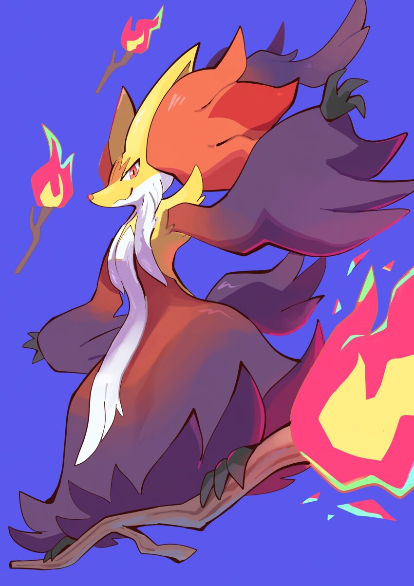 absurdres, animal_ear_fluff, delphox, fire, gen_6_pokemon, highres, komanychi, mega_delphox