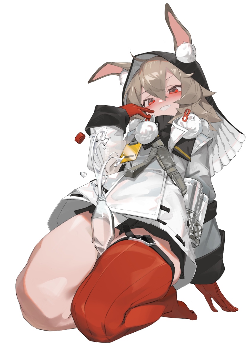 1girl, 2242592427, absurdres, ahoge, animal_ear_fluff, animal_ears, arknights, arm_support