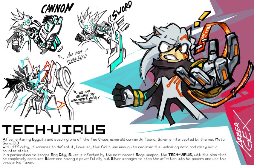 1boy, arm_cannon, artist_name, arzergex, blade_arm, brown_cape, cape, circuit_board_print