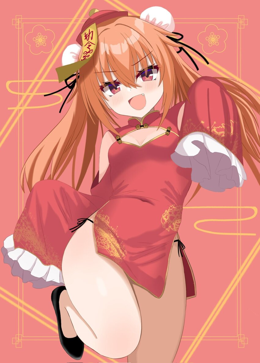 1girl, :d, alternate_costume, alternate_hairstyle, bare_shoulders, black_panties, black_ribbon, black_shoes