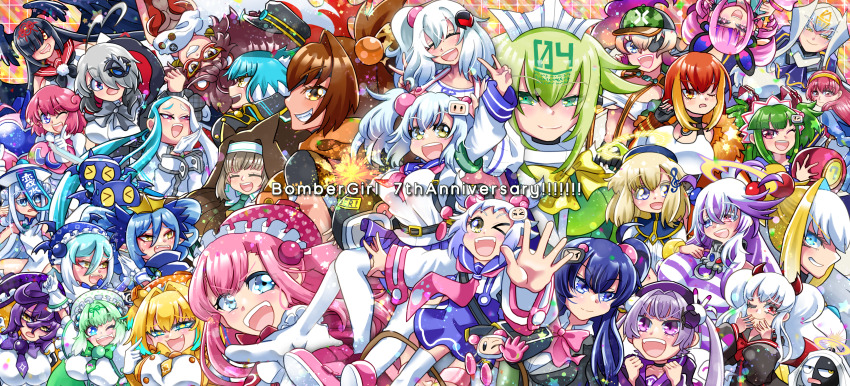 6+girls, absurdres, animal_ears, anniversary, asagi_(bombergirl), beatmania_iidx, bemani, black_bomberman