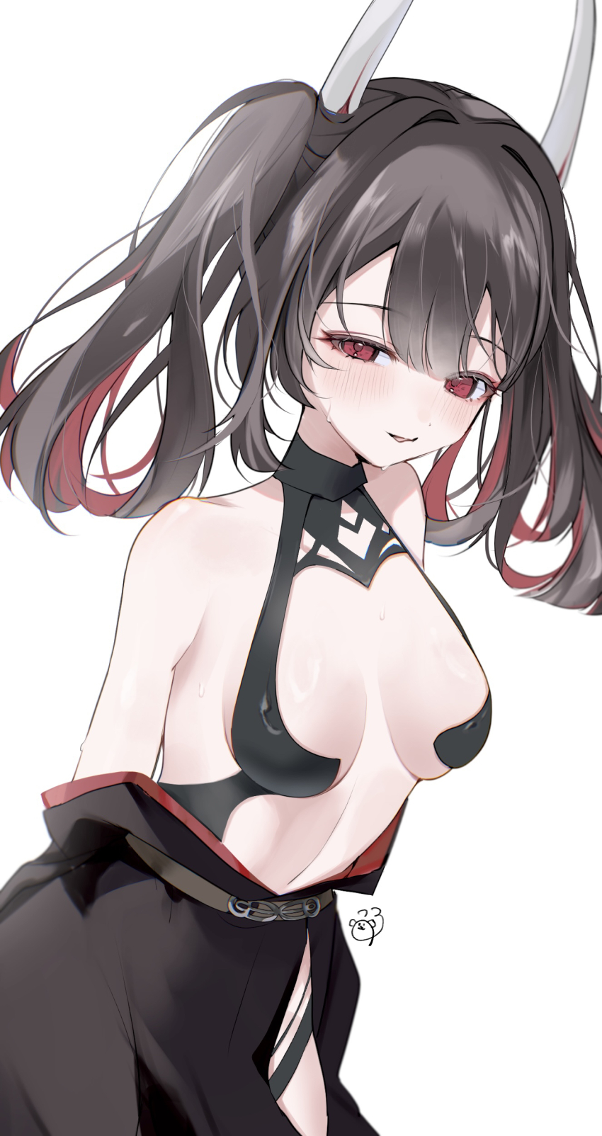 1girl, :d, absurdres, azur_lane, bare_shoulders, black_dress, blush, breasts
