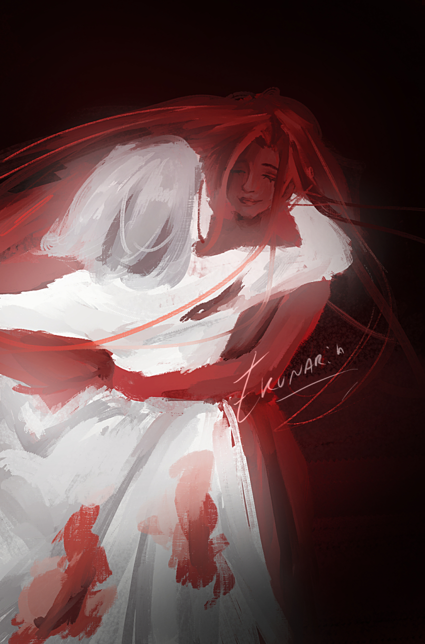 2girls, alien_stage, black_dress, blood, blood_on_body, blood_on_face, dress, erunaria7