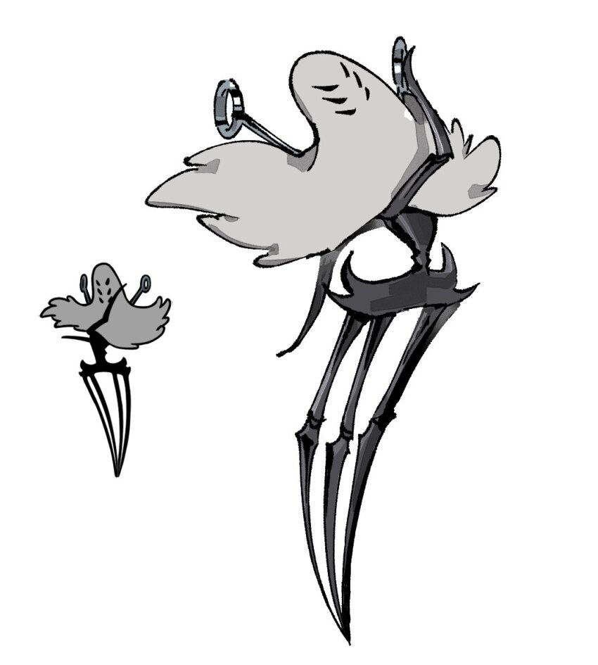 1girl, arthropod_girl, brown_cloak, cloak, full_body, hand_up, hollow_knight, hollow_knight:_silksong