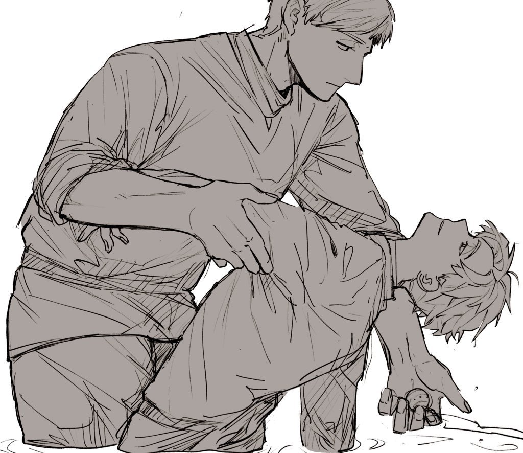 2boys, albert_brudzewski_(chi.), chi.:_chikyuu_no_undou_ni_tsuite, greyscale, havuegigwibaini, holding, holding_another's_arm, holding_jewelry