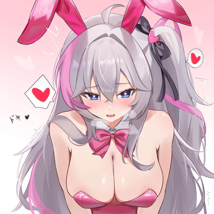 1girl, absurdres, ahoge, animal_ear_hairband, animal_ears, armpit_crease, bare_shoulders, blue_eyes