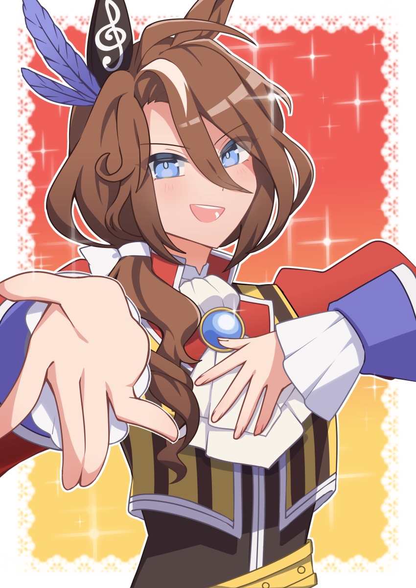 absurdres, animal_ears, ascot, ear_covers, ear_ornament, feather_hair_ornament, feathers, hair_ornament